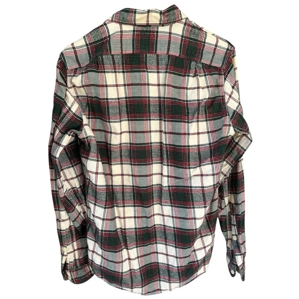 J. Crew Men’s Flannel Plaid Button-Down Shirt, Red Green 100% Cotton, Size S